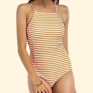 Women's High Neck One Piece Swimsuit Sexy Bandage Cross Back